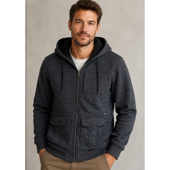 O'Neill Other - O'Neill Men's Sherpa Lined Hooded Jacket Large Charcoal Utility Skate Full Zip